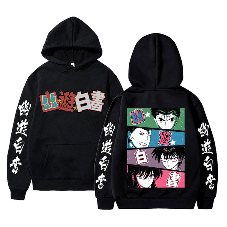 Anime Merch Hoodie - เสื้อฮู้ดอนิเมะ YuYu Hakusho สไตล์ลำลอง โอเวอร์ไซส์ ผ้าฝ้าย